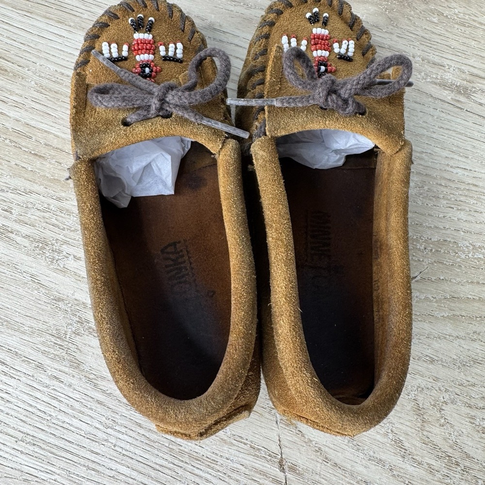 Minnetonka Thunderbird Beaded Mocassin Loafers Toddler Little Kid Size 12 - Picture 9 of 11